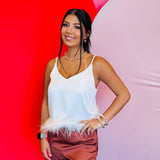 Off White Feather V-neck Top