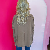 Camel Ribbed Boat Neck Top