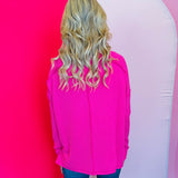 Hot Pink Ribbed Boat Neck Top