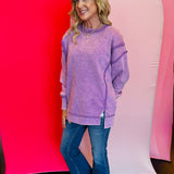Violet Acid Wash Fleece Sweatshirt