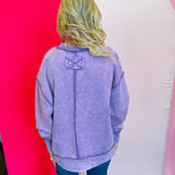 Violet Acid Wash Fleece Sweatshirt