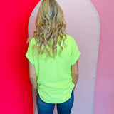 Whitney Neon Lime Woven Blouse