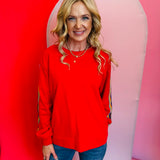 Velvet Trim Red Sweatshirt