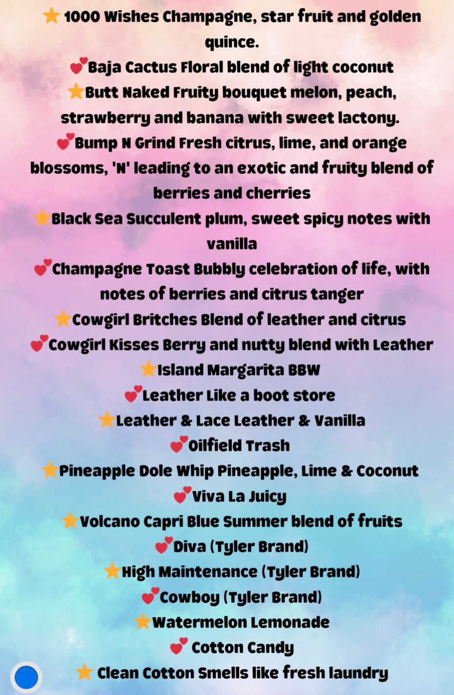 list of freshie scents