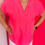 Whitney Neon Pink Woven Blouse