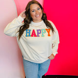 Happy Chenille & Sequin Patch Pullover