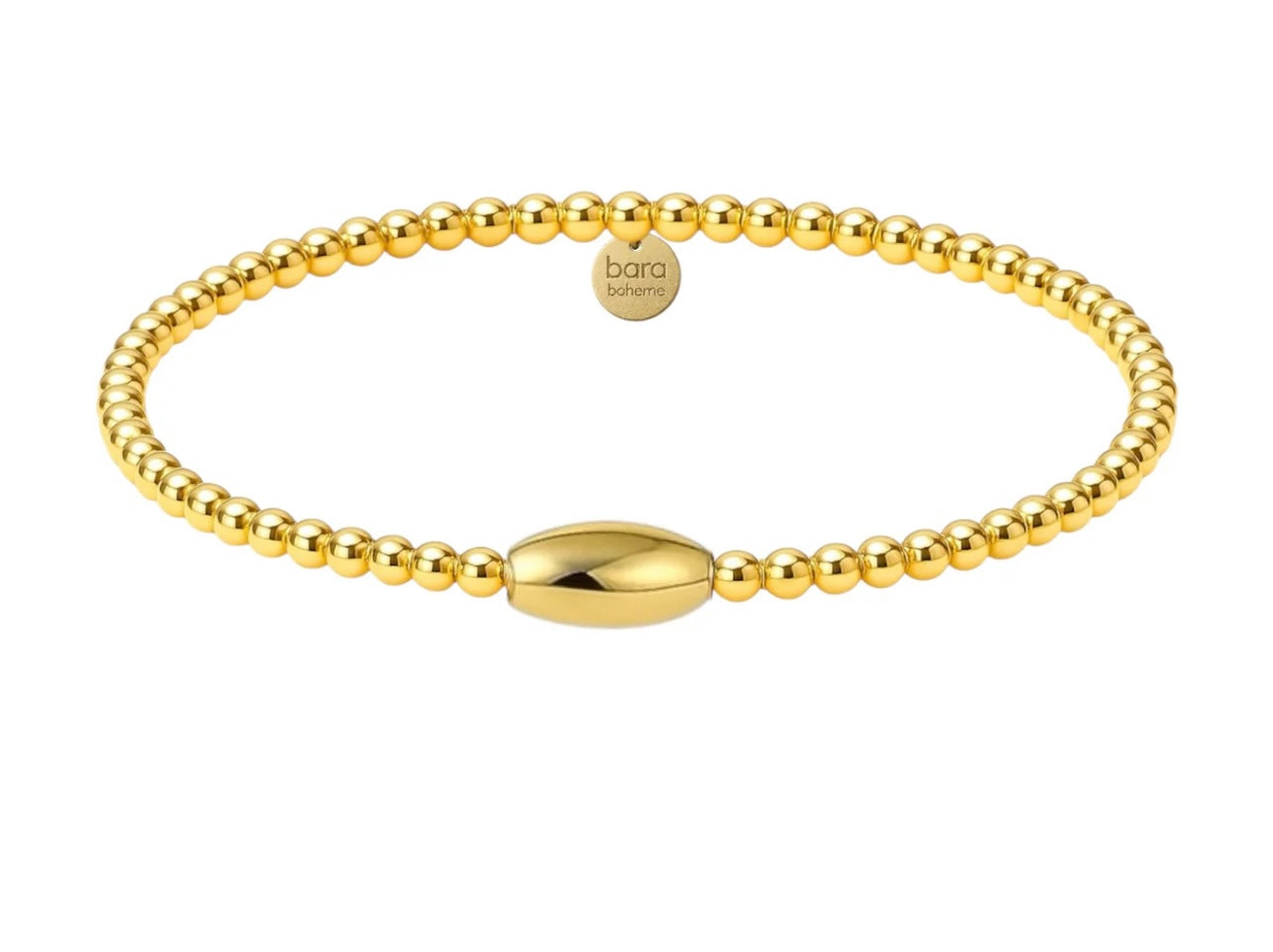 Bara Boheme elegant 14K gold filled beaded bracelet with 3mm and oval beads.