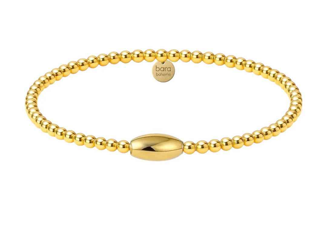 Bara Boheme elegant 14K gold filled beaded bracelet with 3mm and oval beads.