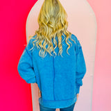 Ocean Blue Acid Wash Fleece Sweatshirt