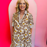 Brown Floral Contrast Dress