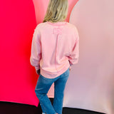 Dark Pink Acid Wash Fleece Sweatshirt