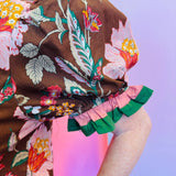 Brown Floral Print Puff Sleeve Top