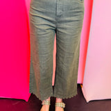 Olive Scalloped Hem Jeans