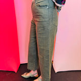 Olive Scalloped Hem Jeans