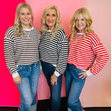 Black Striped Pullover