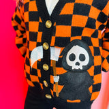 Orange & Black Checkered Reaper Patch Cardigan