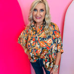 Paisley floral print Dolman sleeve oversized top.
