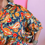 Paisley Floral Printed Oversized Top