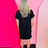 Black Rolled Sleeve Dress