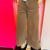 Mahogany Cropped Gaucho Denim Jeans