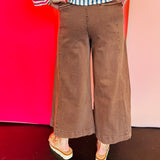 Mahogany Cropped Gaucho Denim Jeans