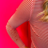Red Striped Mesh Top