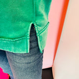 Kelly Green Acid Wash Fleece Sweatshirt