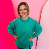 Kelly Green Acid Wash Fleece Sweatshirt
