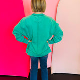 Kelly Green Acid Wash Fleece Sweatshirt