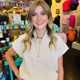 Sand Beige Half Zip Top