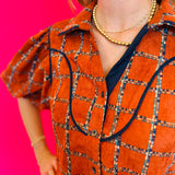 Rust Plaid Corduroy Top