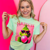 Mr. Grinch Pink Bubblegum Tee with vibrant DTF printed graphic on soft Tultex unisex shirt.