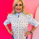 Jodie Royal Daisy Puff Sleeve Top
