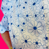 Jodie Royal Daisy Puff Sleeve Top