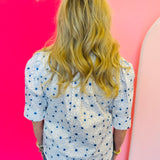 Jodie Royal Daisy Puff Sleeve Top