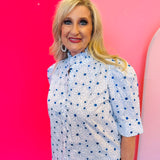 Jodie Royal Daisy Puff Sleeve Top
