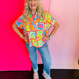 Scalloped Sleeve Button Up Shirt