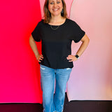 Black Boat Neck Top