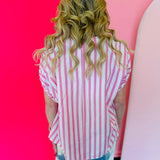 Maeve Pink Ten Stripe Boxy Top