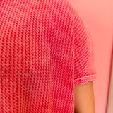 Fuchsia Rounded Hem Waffle Top