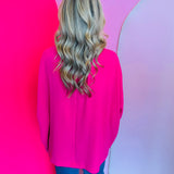 Hot Pink Smocked Sleeve Top