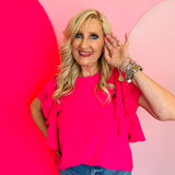 Pink Ruffle Sleeve Top