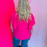Pink Ruffle Sleeve Top