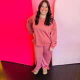 Winter Rose Scuba Pullover & Pants Set, plus size, stretch knit fabric with relaxed, comfortable fit.