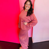 Winter Rose Scuba Crewneck Pullover Pants Set