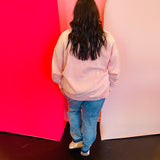 Dark Pink Plus Oversized Fleece Pullover
