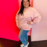 Dark Pink Plus Oversized Fleece Pullover