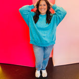 Lt Teal Plus Oversized Fleece Pullover