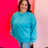 Lt Teal Plus Oversized Fleece Pullover