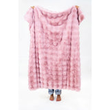 Solid pink faux fur throw blanket.